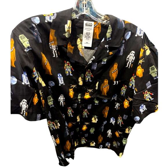 NWT Star Wars Button Up Shirt Adult M Black Will Gay Artist Disney Parks Unisex - Picture 1 of 6